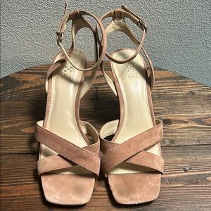 Vince Camuto Tan Suede Sandals with Stiletto Heel
